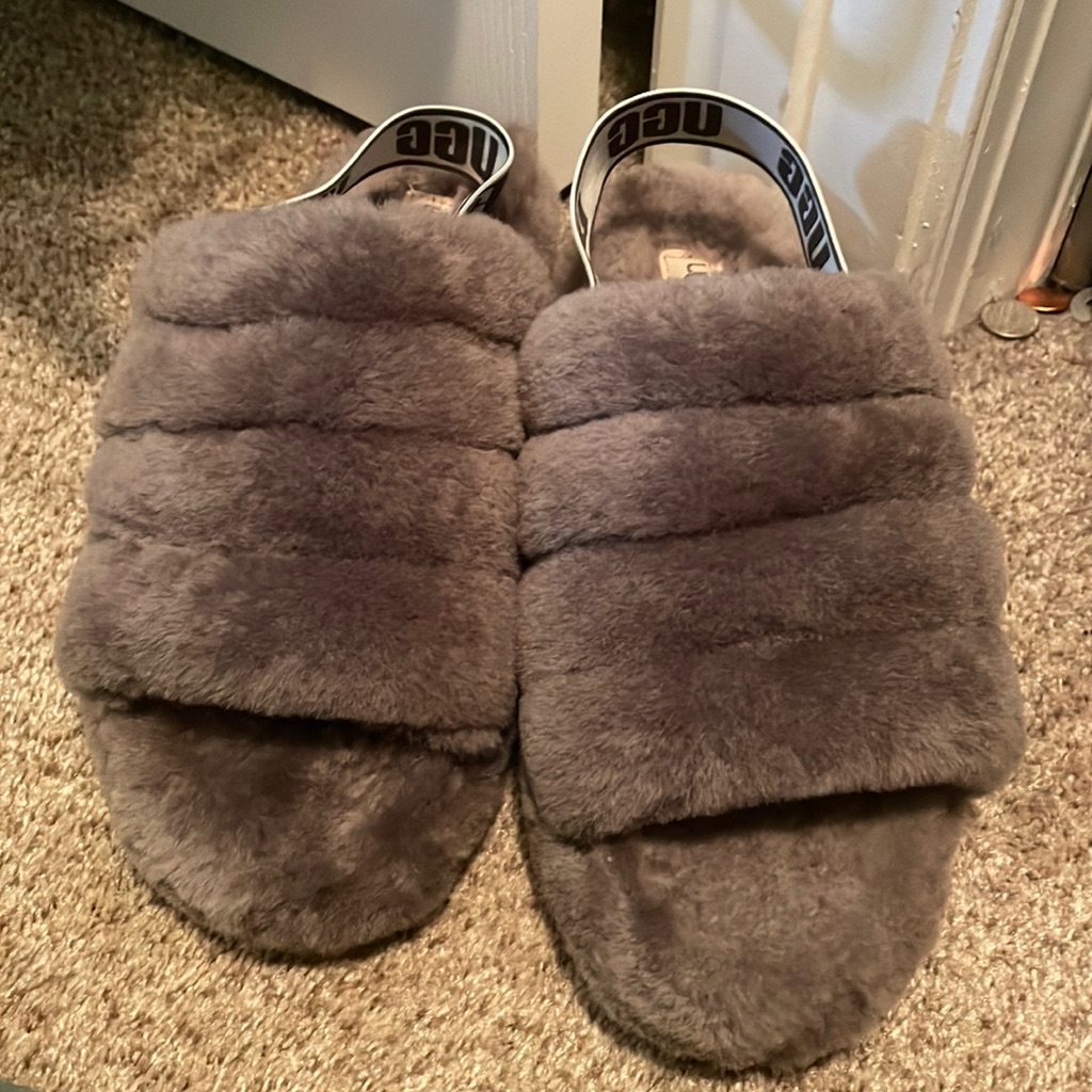 Fluff Yeah Gray Ugg Slippers